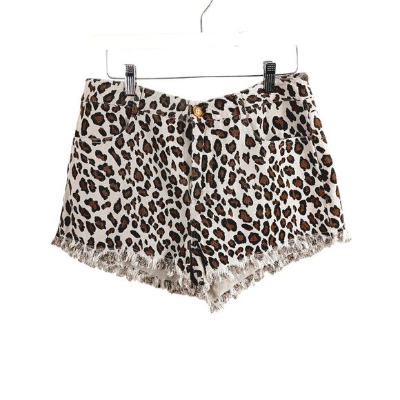 ee:some Pants - ee:some NWT Leopard Print Frayed Cutoff Cotton Shorts Size Med., Festival, Beach